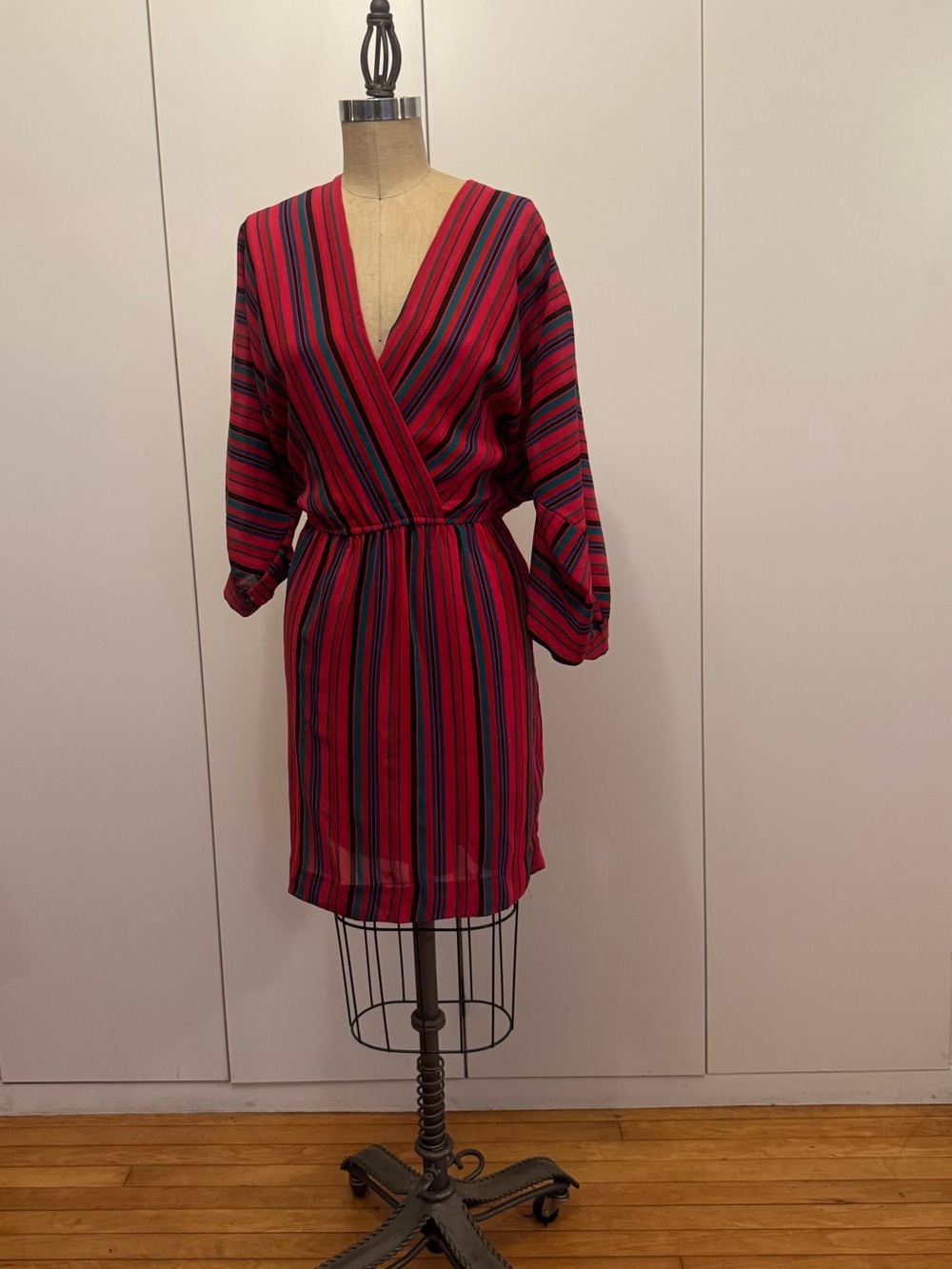 Red Striped Wrap Mini Dress 80’s